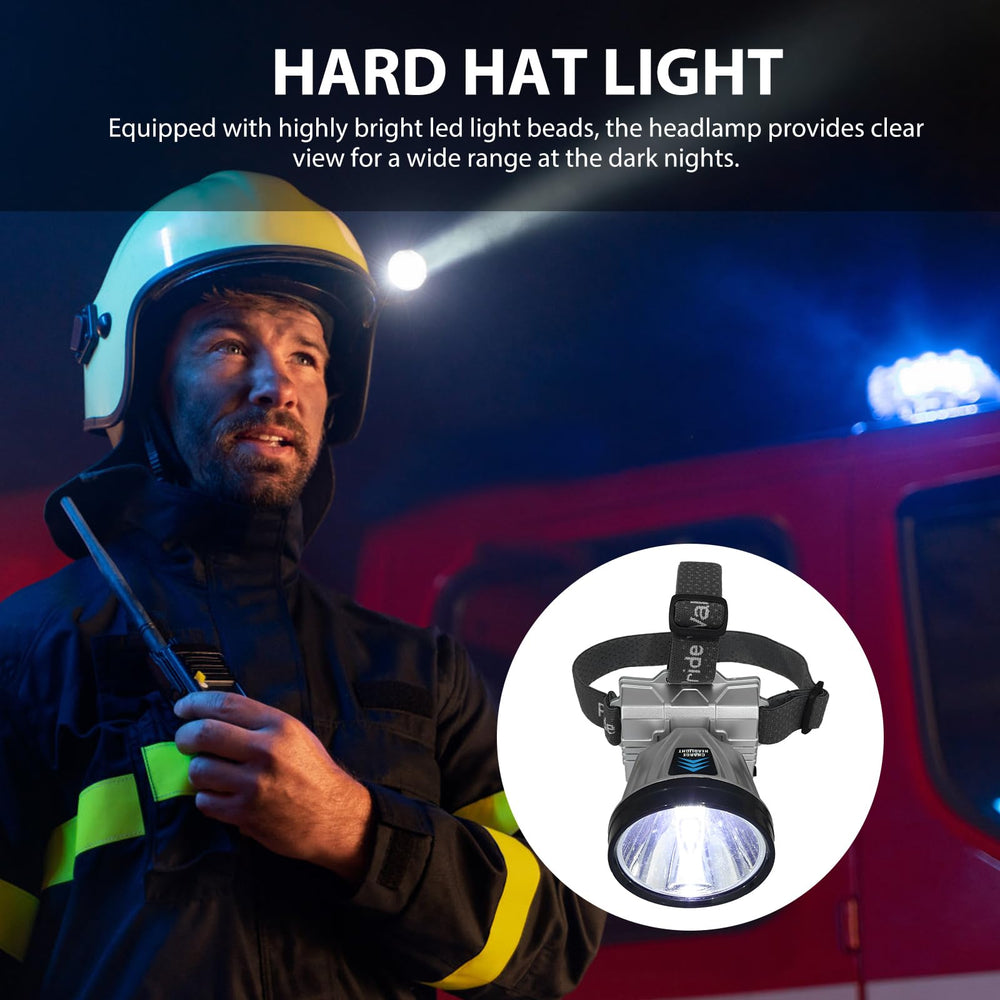 FOYTOKI LED Headlamp hard hat-compatible for site use.