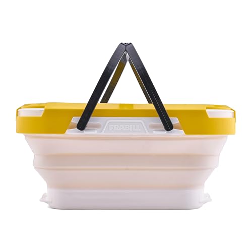 Frabill Collapsible Bait Bucket with Aerator, collapsed for compact storage.