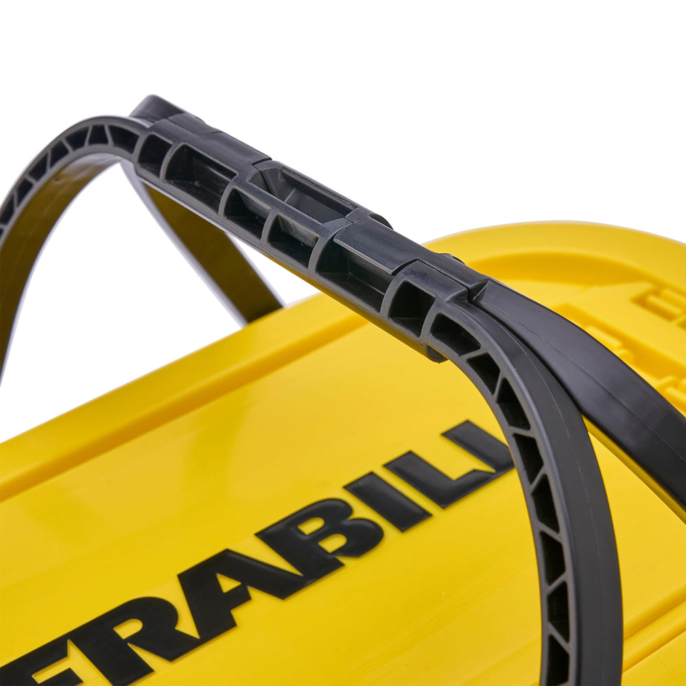 Frabill Collapsible Bait Bucket with Aerator in action on boat.