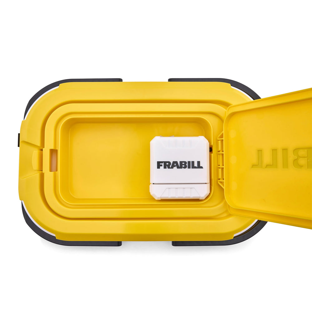 Frabill Collapsible Bait Bucket with Aerator, portable handle for on-the-go use.