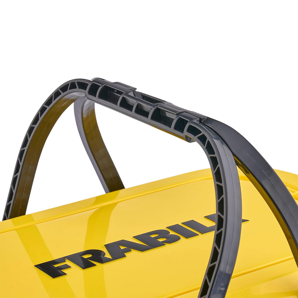 Frabill collapsible bait bucket side view shows compact design.