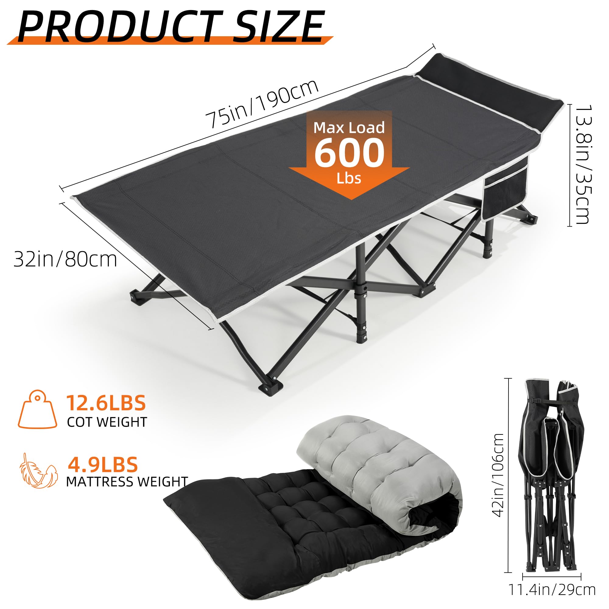 Fragess cot folded for easy transport in its carry bag during trips.