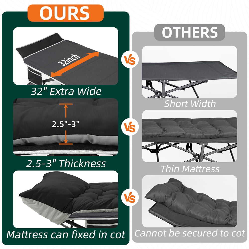 Fragess cot with sturdy 25mm steel frame supports up to 600 pounds for adults.