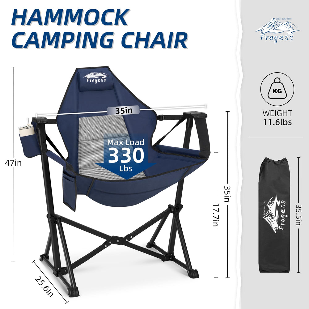 Fragess hammock camping chair adjustable-back demonstrates customizable comfort for many settings.