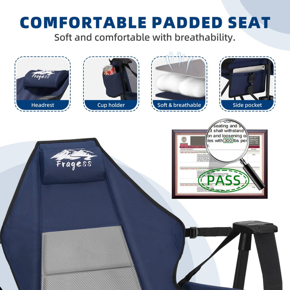 Fragess hammock camping chair folded-storage highlights compact packing for travel.