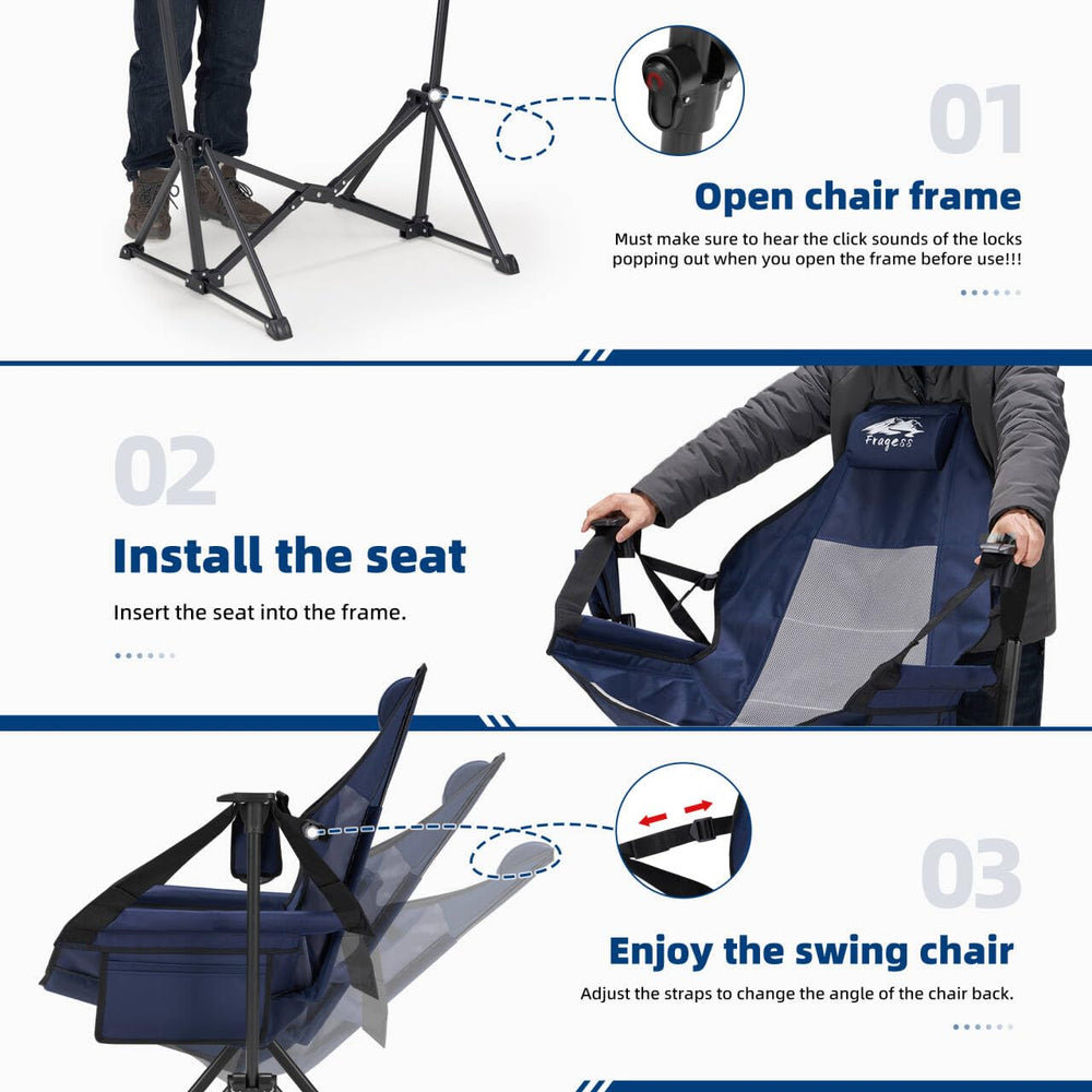 Fragess hammock camping chair stargazer-blue shows color option for night-time relaxation.