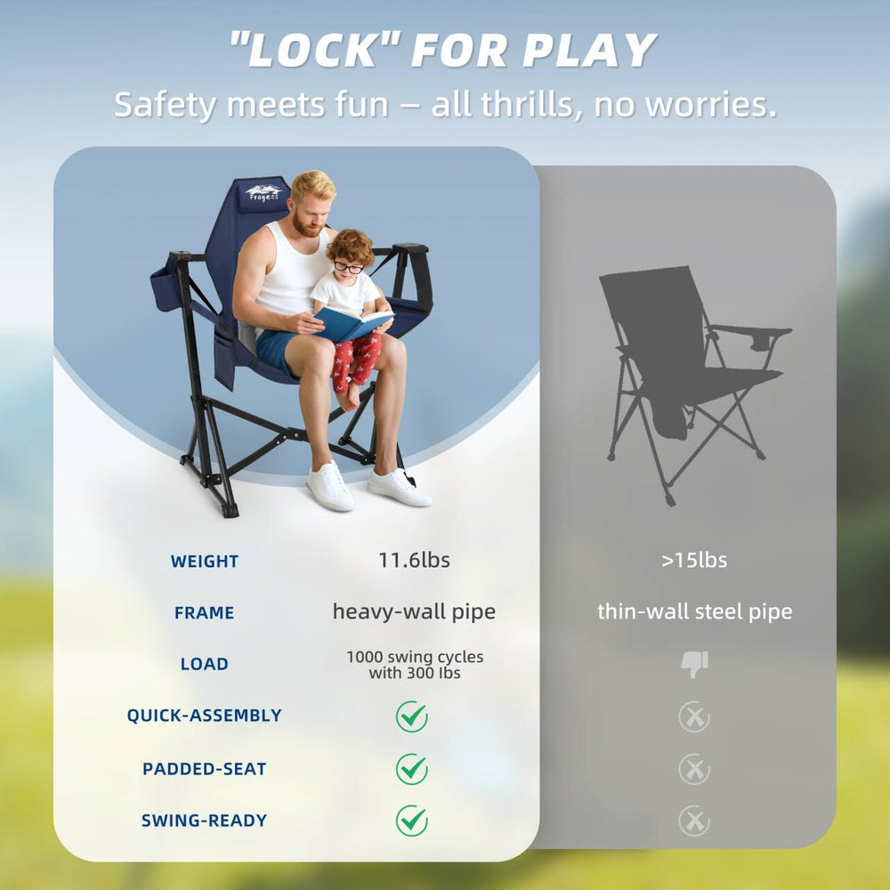 Fragess hammock camping chair steel-tubing captures a sturdy frame for reliability.