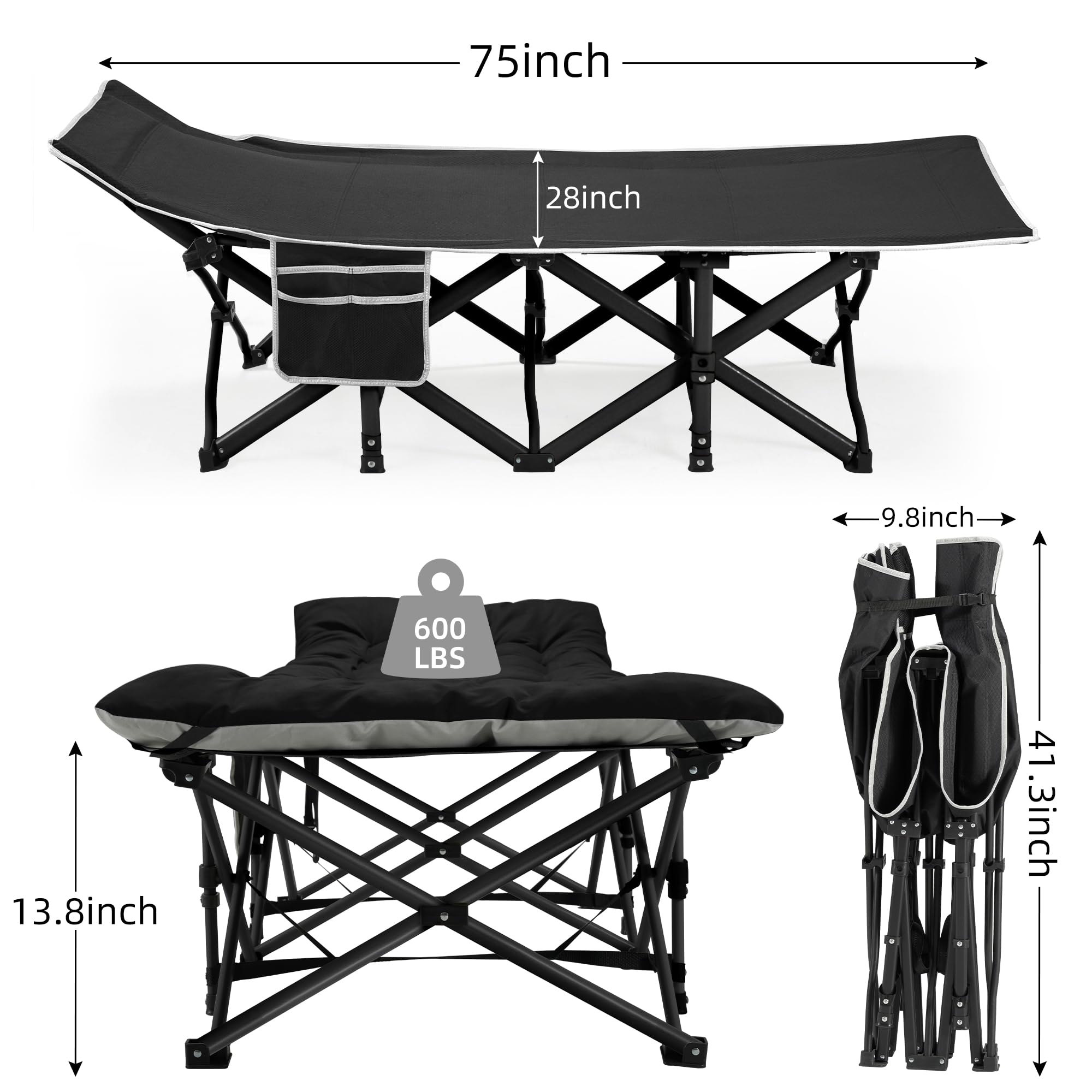 Fragess heavy-duty cot frame with triangular design for stability