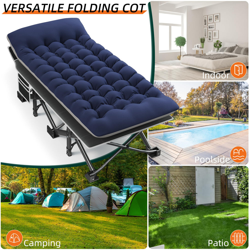 Fragess mattress rolled and stored with the cot for compact packing.