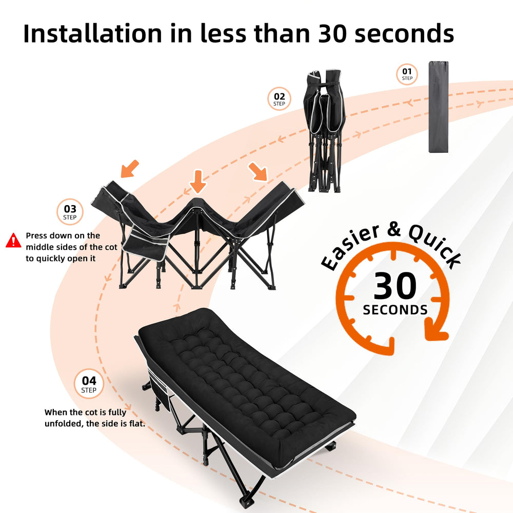 Fragess cot suitable for camping, office breaks, or home naps