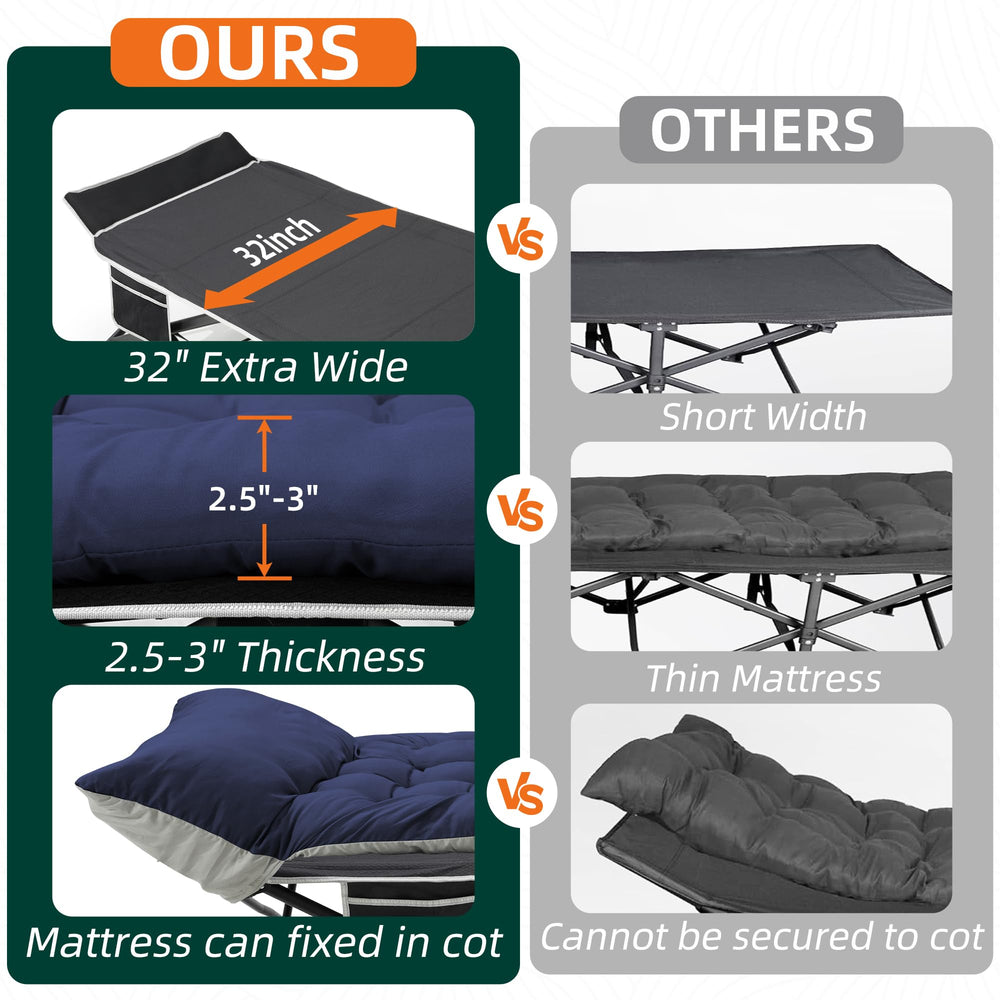 Fragess 32in-wide cot showing the head tilt for enhanced comfort.