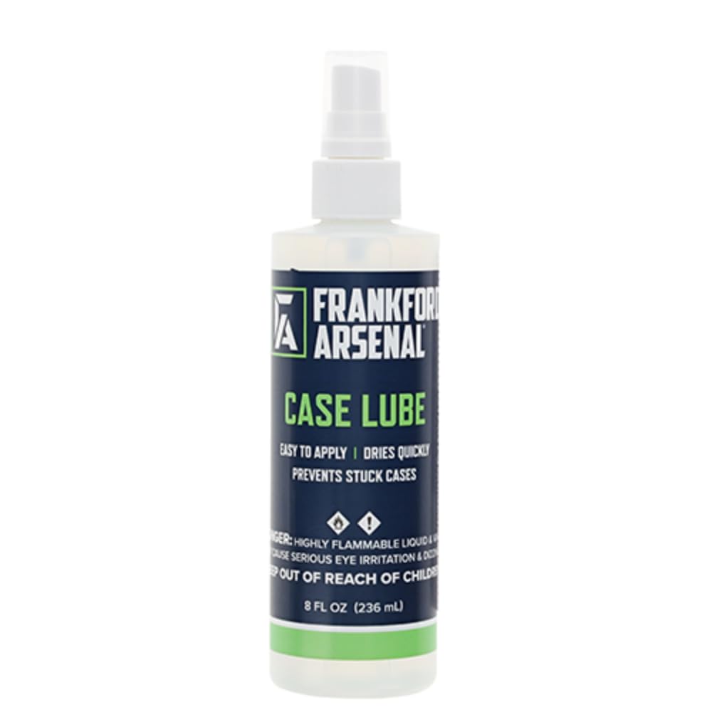 Frankford Arsenal spray bottle case lube for easy pre-resize lubrication.