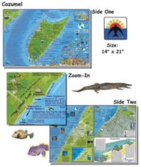 Franko Maps Cozumel Dive Map detail view highlights 55 sites