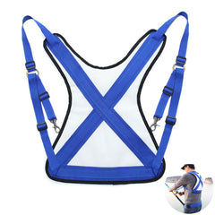 Front view of Frdhee fishing shoulder back harness in blue
