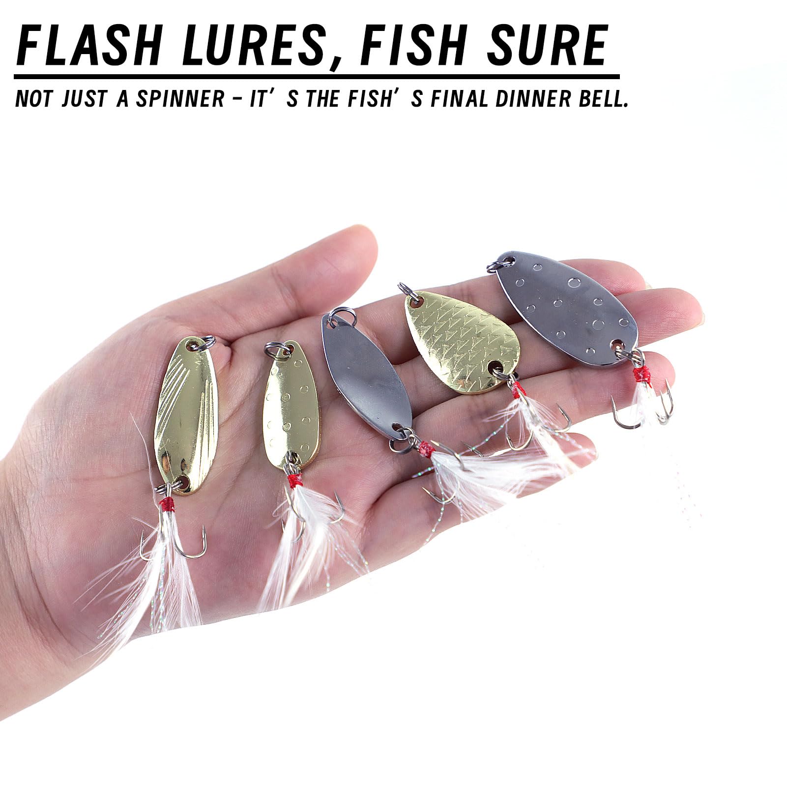 Zinc alloy spoon lure close-up showing reflective surface