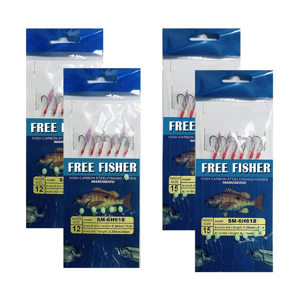Red rubber rigs with size 12# and bright hooks