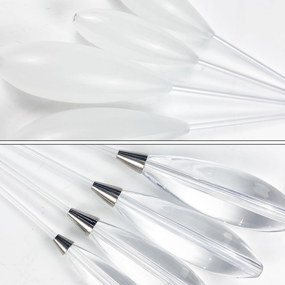 Bombarda casting floats made of tough acrylic, transparent underwater