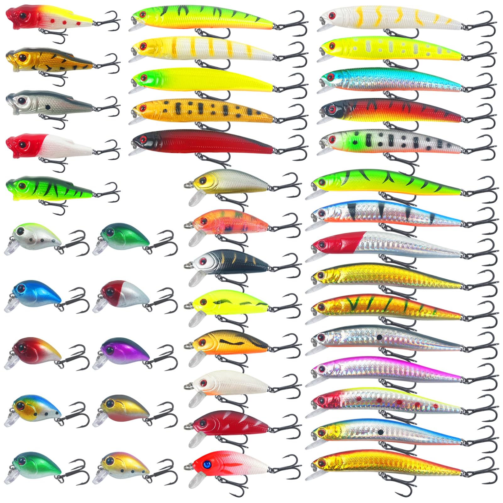 Free Fisher 43Pcs Lures Kit Minnows assortment