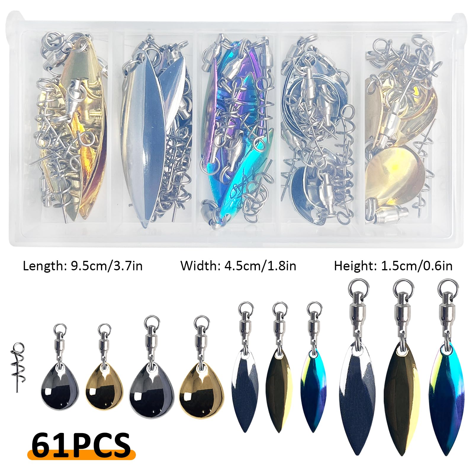 Free Fisher 61Pcs Spinner Blades Tail Kit – includes 30 tail spinners