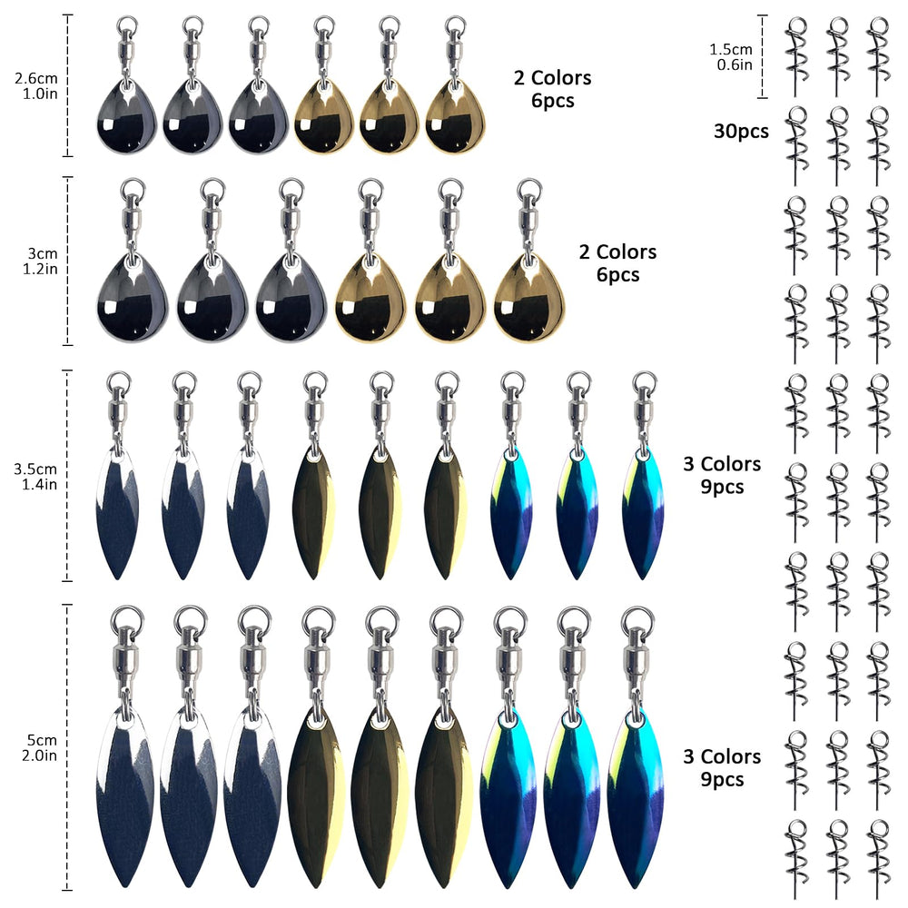 Free Fisher 61Pcs Spinner Blades Tail Kit – spring pins and swivels