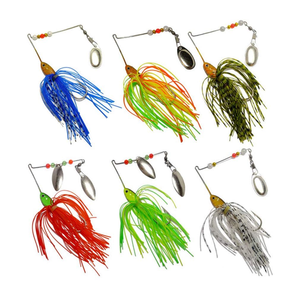 Free Fisher 6Pcs bass spinner baits package with six different color lures