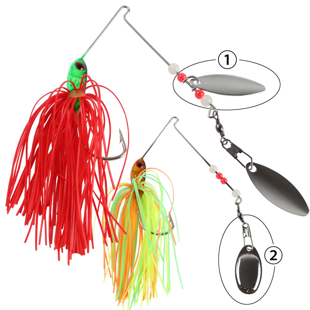 Spinner baits set includes six color variations for bass fishing