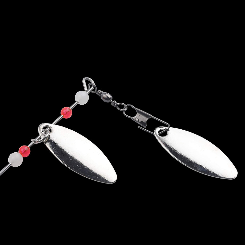Packaging and components of Fisher 6 Pcs spinner baits