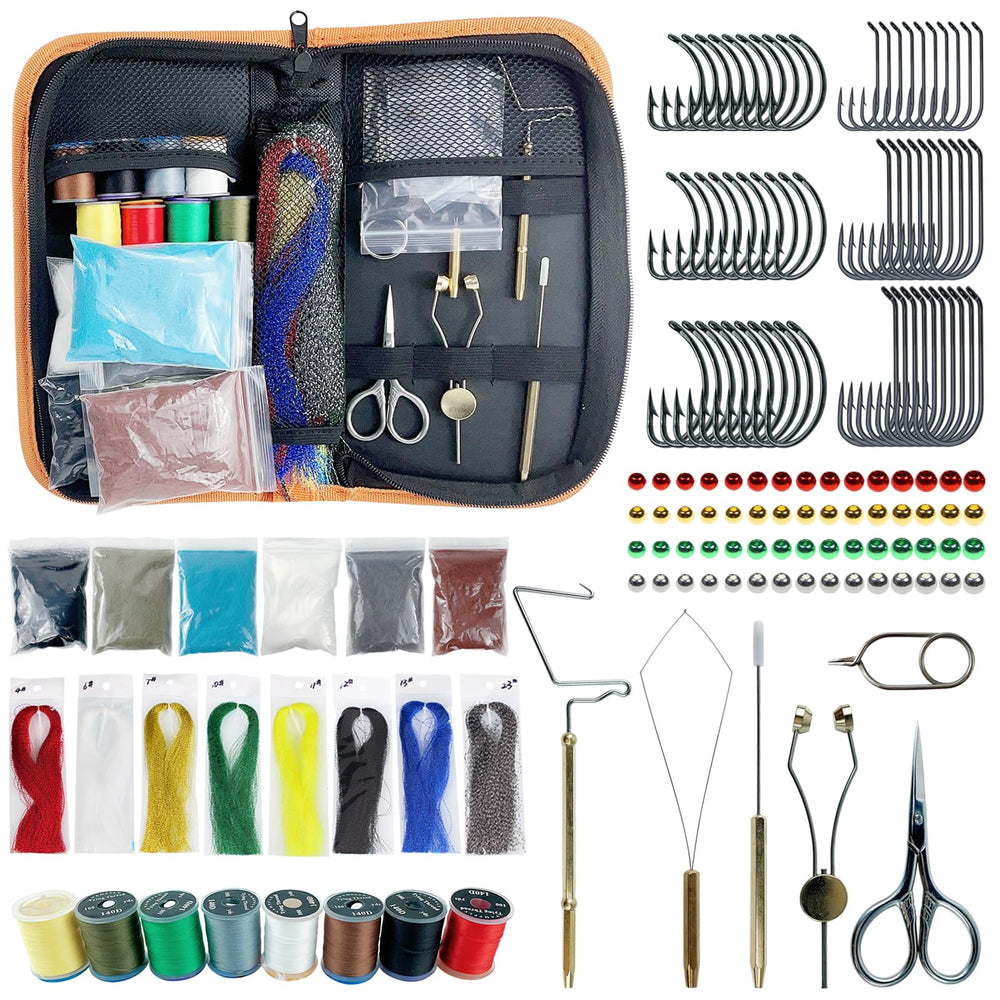 FREE FISHER fly tying kit cover shows portable carry case for travel-friendly setup