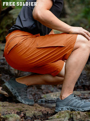 FREE SOLDIER cargo hiking shorts orange pocket detail for quick-access gear