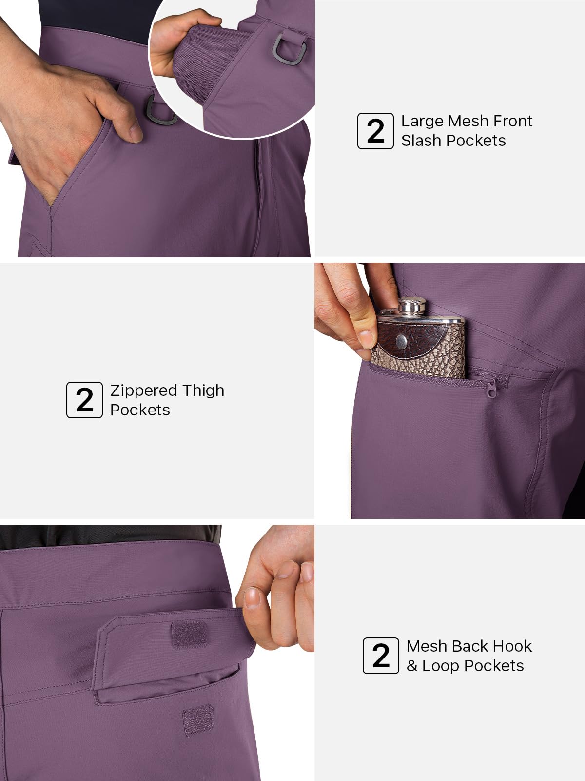 FREE SOLDIER purple shorts featuring four-way stretch for full range of motion