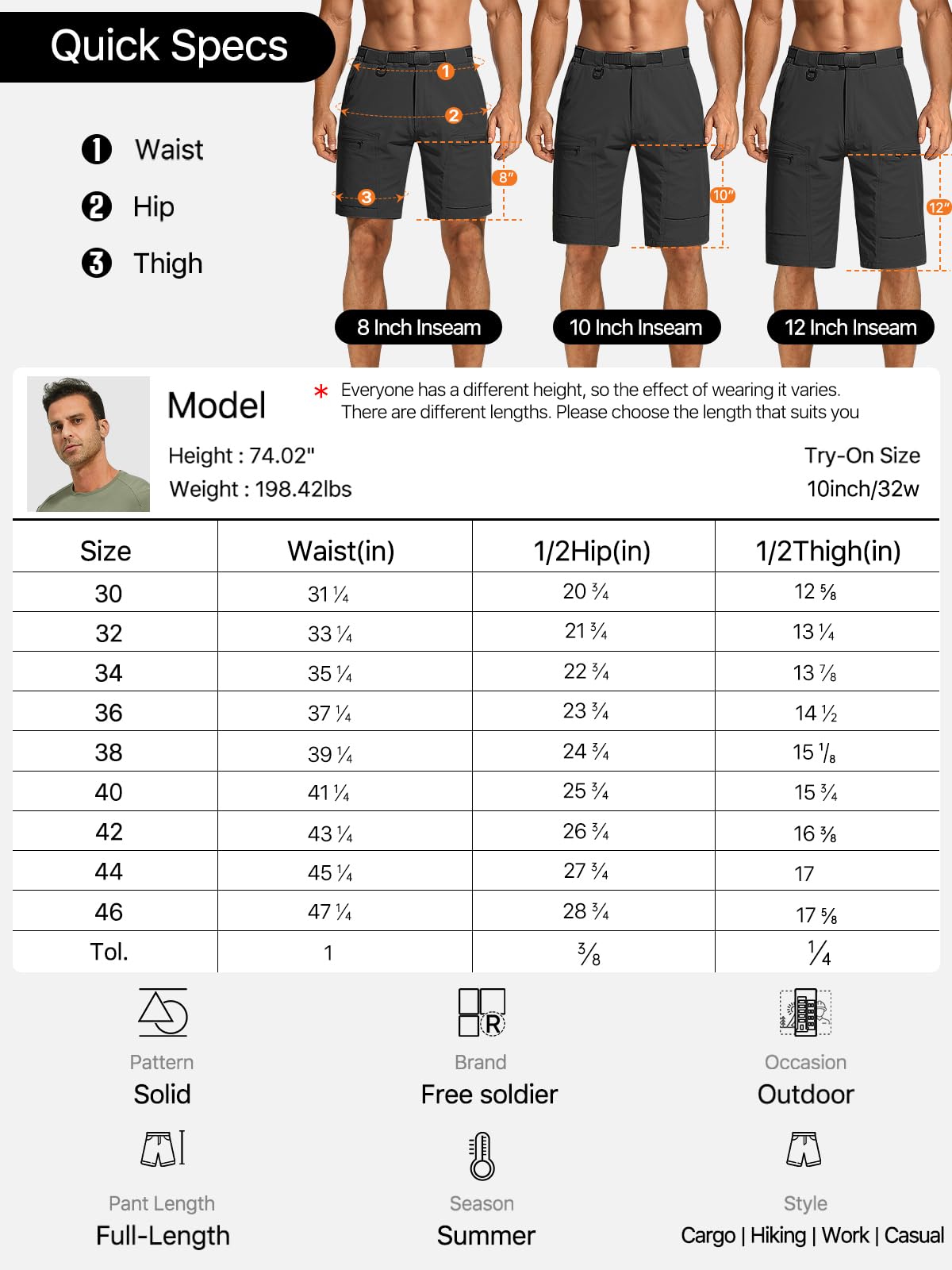 FREE SOLDIER six-pocket cargo layout for easy gear organization on trips.