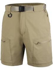 FREE SOLDIER men's cargo hiking shorts belt close-up highlighting adjustable fit for comfort.