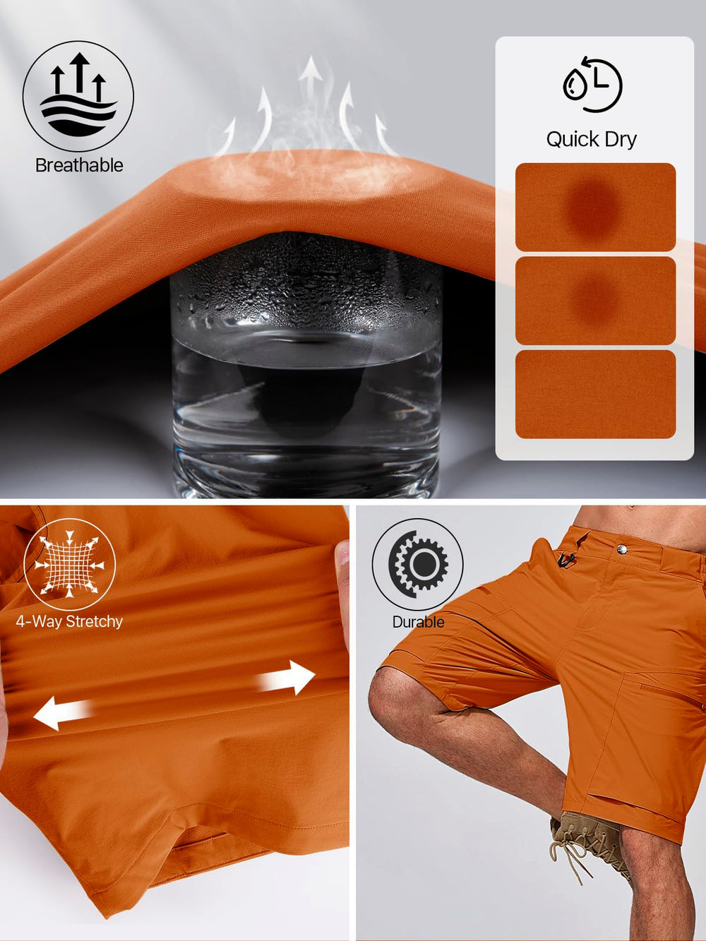 Free Soldier shorts orange with UPF 50+ protection for sunny days outdoors.