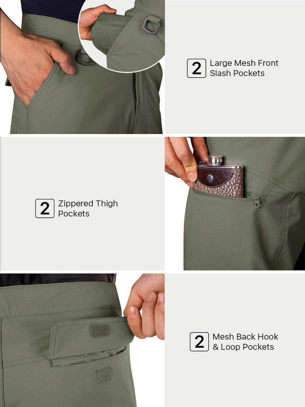 FREE SOLDIER cargo shorts pocket organization for fishing tools and keys