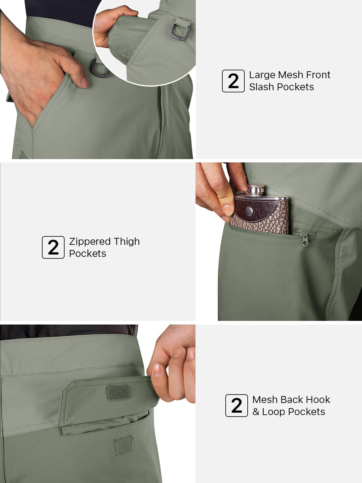 FREE SOLDIER green shorts waistband adjustable for personalized comfort