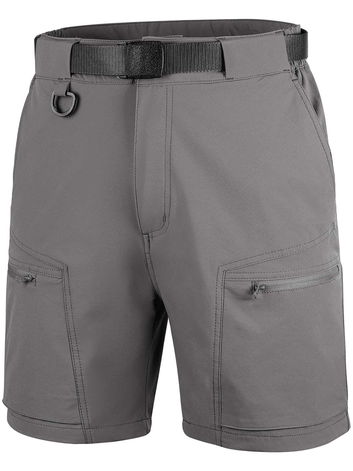 FREE SOLDIER men's cargo short front view in gray, breathable for outdoor comfort