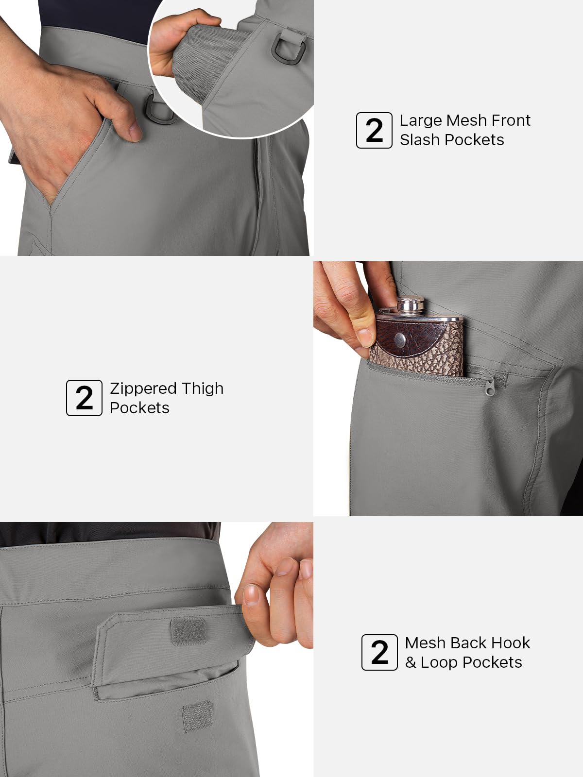 FREE SOLDIER water-repellent gray cargo short for rainy or spray-prone outings