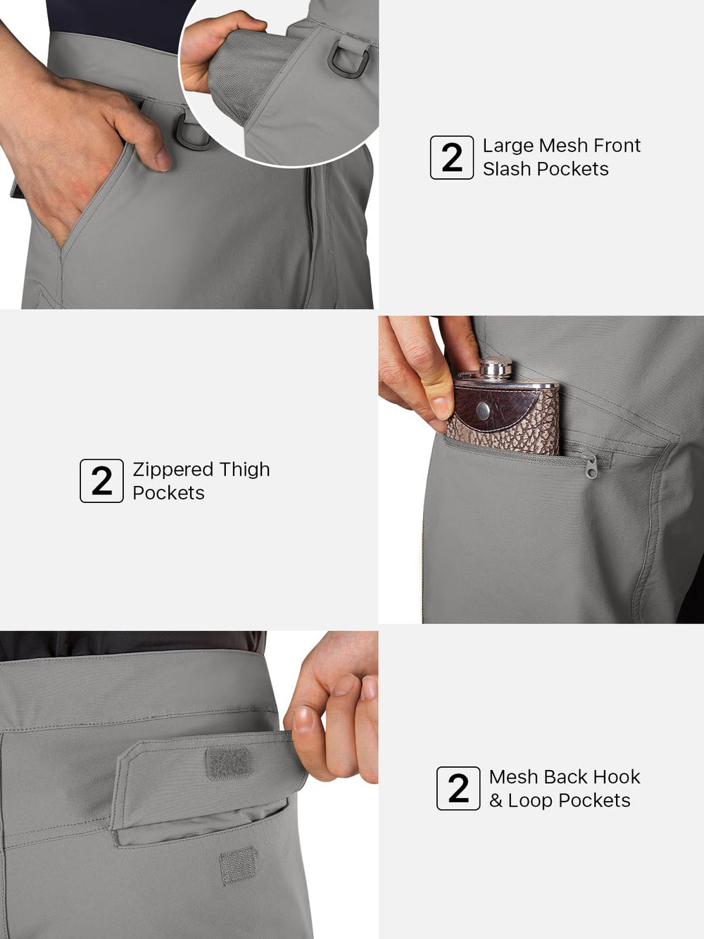 FREE SOLDIER water-repellent gray cargo short for rainy or spray-prone outings