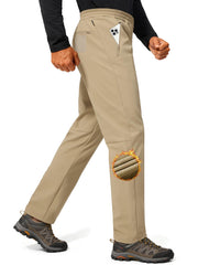 Free Soldier men's fleece-lined winter pants front view in khaki, ideal for warmth and comfort.