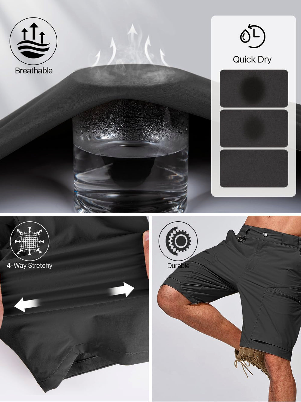 FREE SOLDIER men's hiking shorts quick-dry material ideal for hot days.