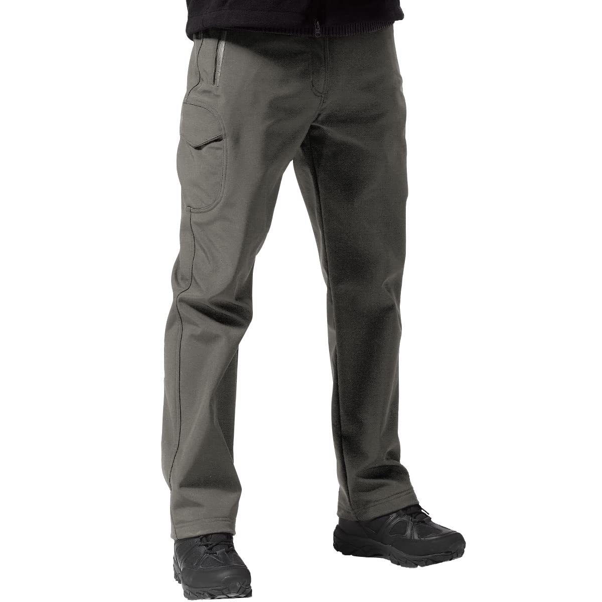 FREE SOLDIER mens softshell pants with warm-fleece-lining offer all-day warmth on outdoor trails.
