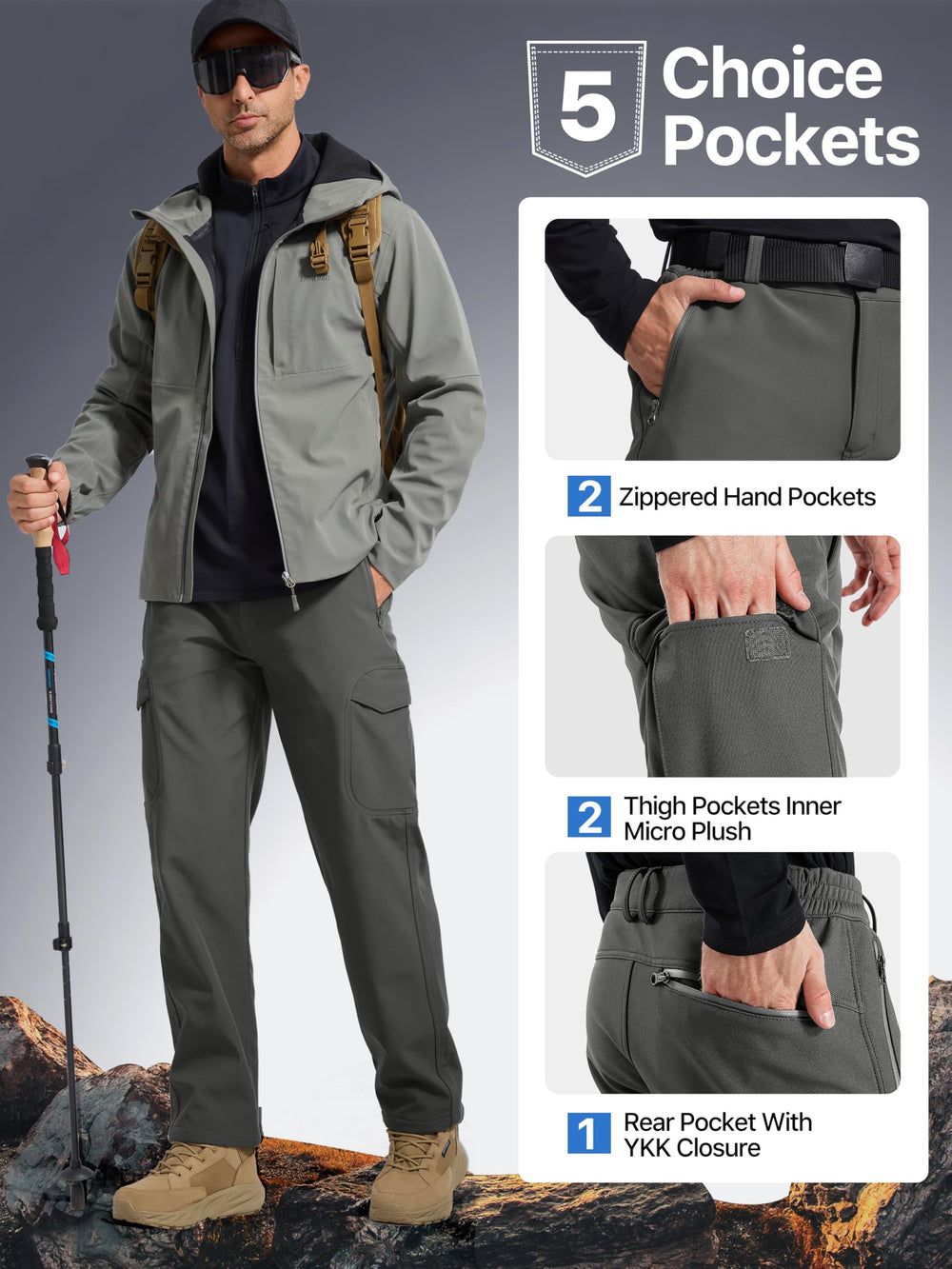 FREE SOLDIER elastic-waistband offers adjustable snug comfort on the move.