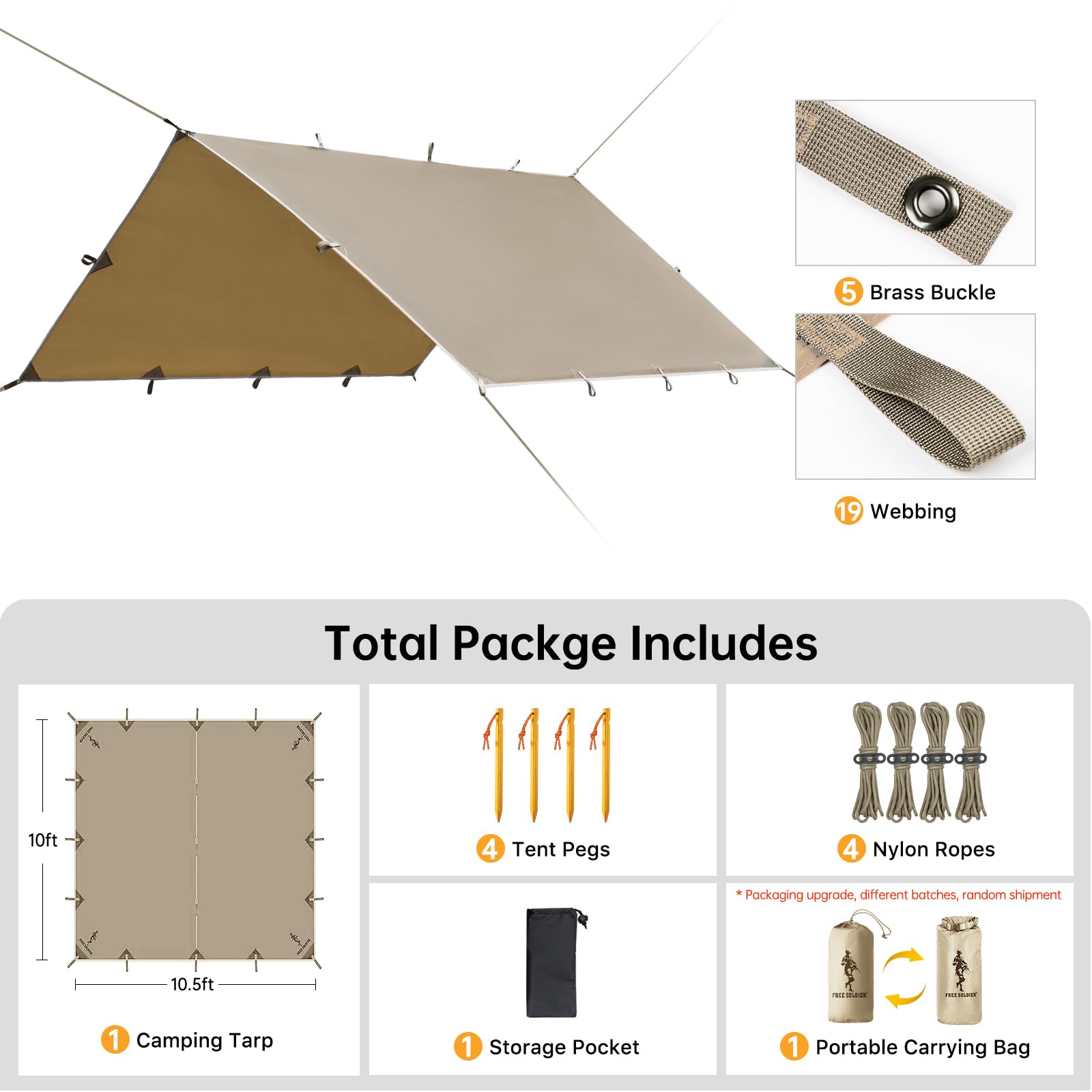 Free Soldier tarp UV-protection shade in use protects skin during sunny hikes.