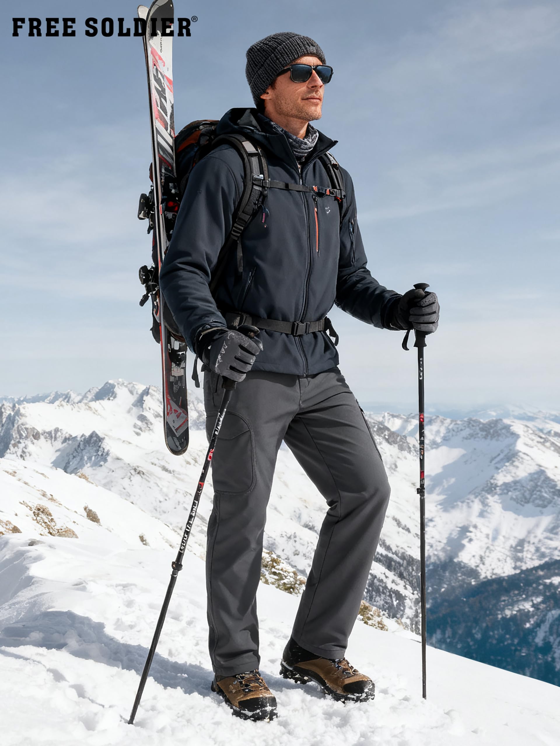FREE SOLDIER windproof-outer-shell fabric blocks wind for comfortable movement outdoors.