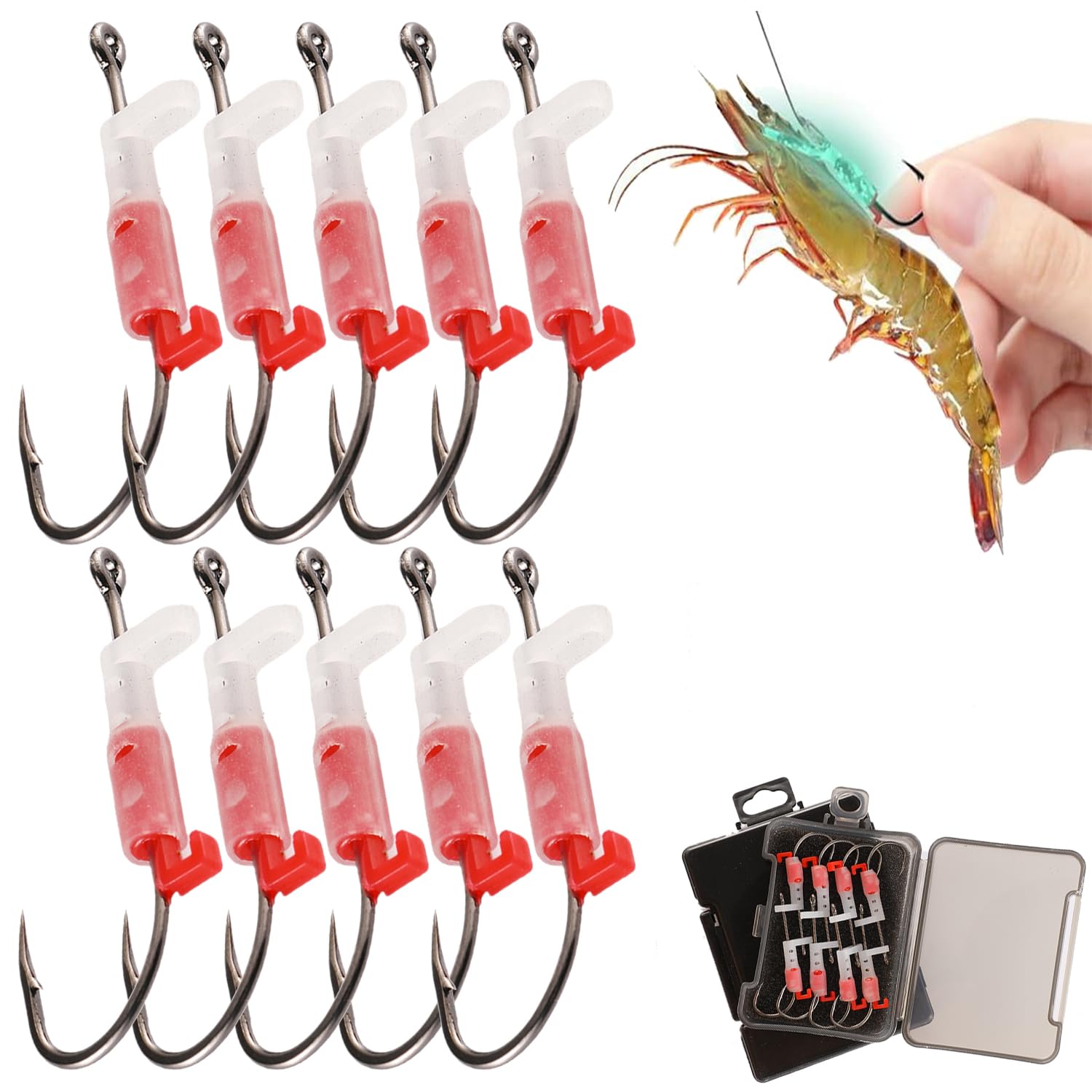 FREECOZYER Luminous Live Shrimp Hooks glow underwater to attract night predators