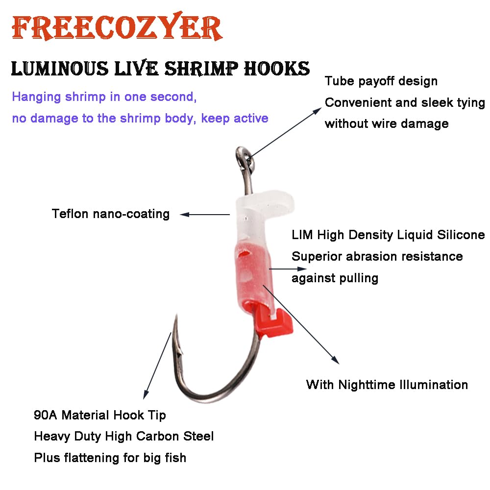 FREECOZYER non-piercing shrimp attachment preserves live bait quality.