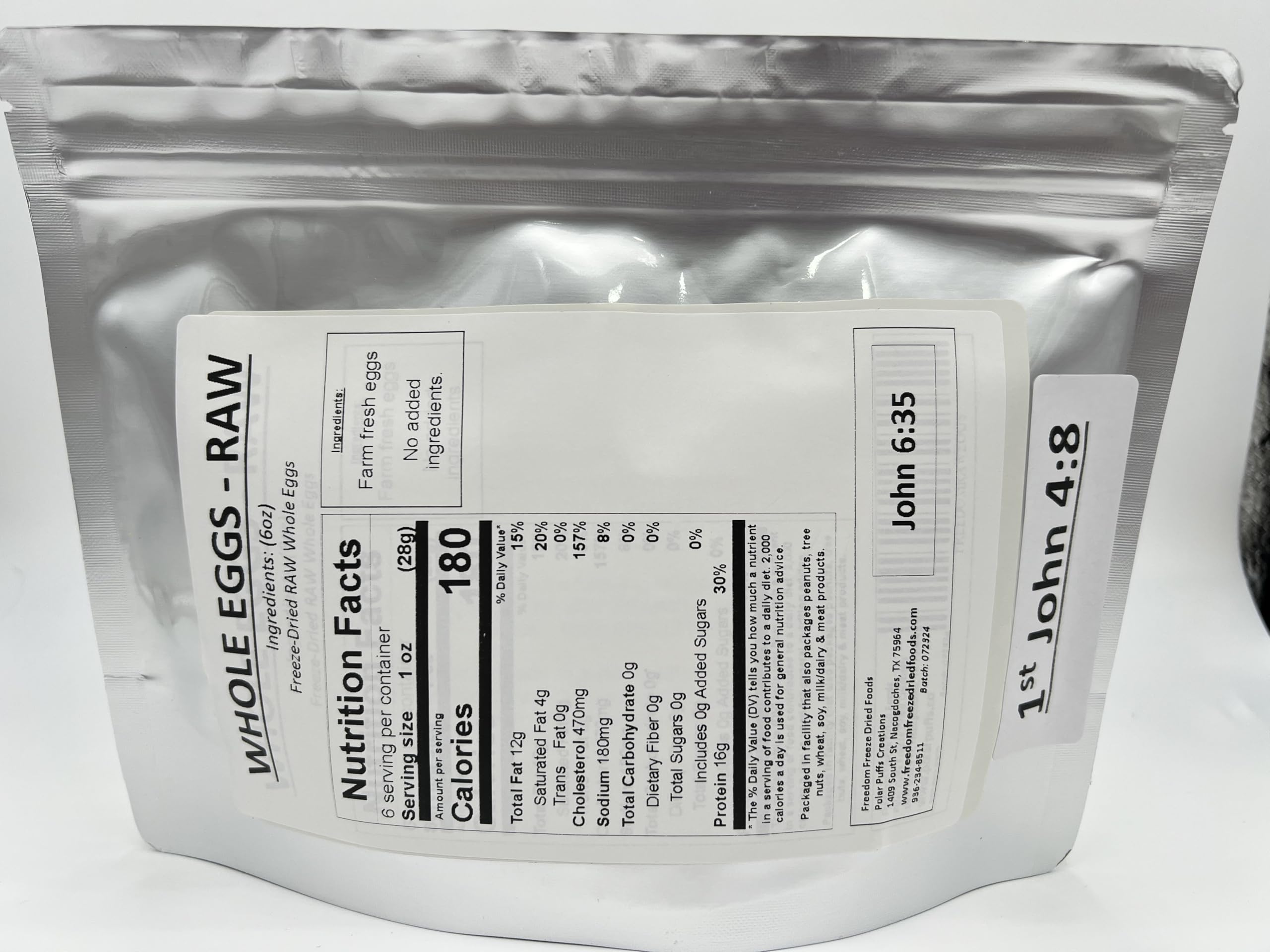 Freedom Freeze Dried Raw Eggs rehydration process for quick breakfast or baking.