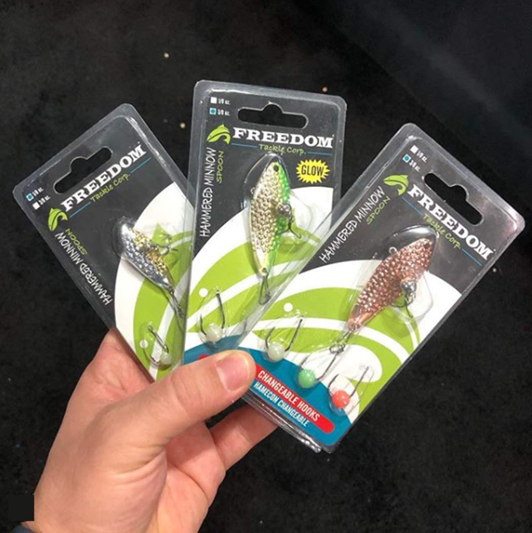 Freedom Tackle Hammered Minnow rear-hook view with bead attractor
