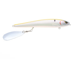 Freedom Tackle Mischief Minnow front view shows topwater action for surface strikes.