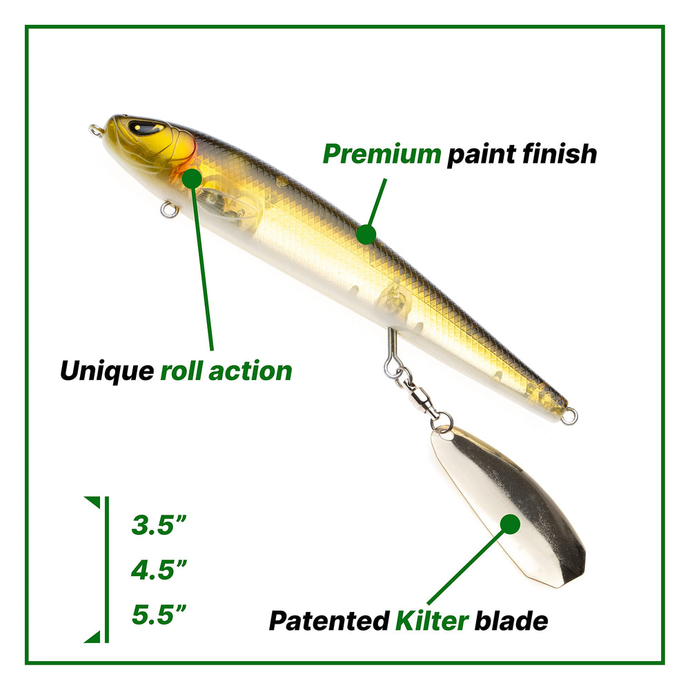 Freedom Tackle Mischief Minnow topwater action with side-to-side rolling